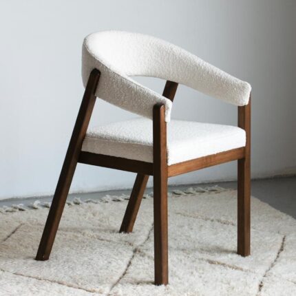 Chaise en Bois Hêtre et Tissu Bouclettes