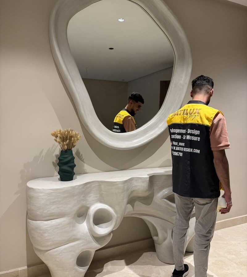 console miroir en béton ciré par batilux design Maroc