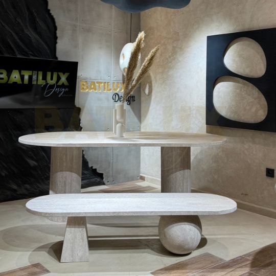table banquette en travertin